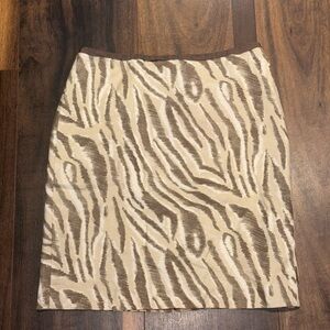 LOFT Cream and Brown Zebra Skirt